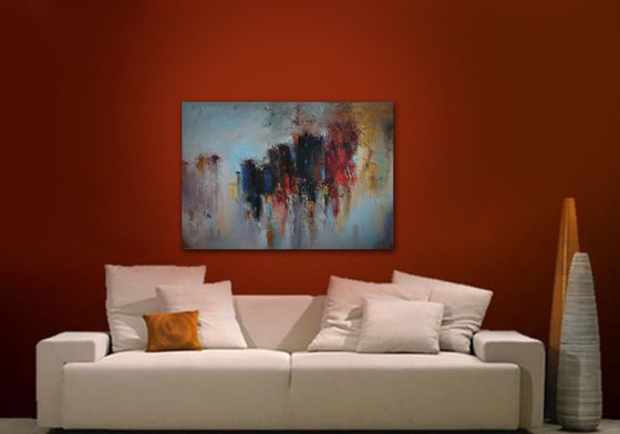 Urban legends - 4, Abstract oil Painting, Mixed media, Free shipping
