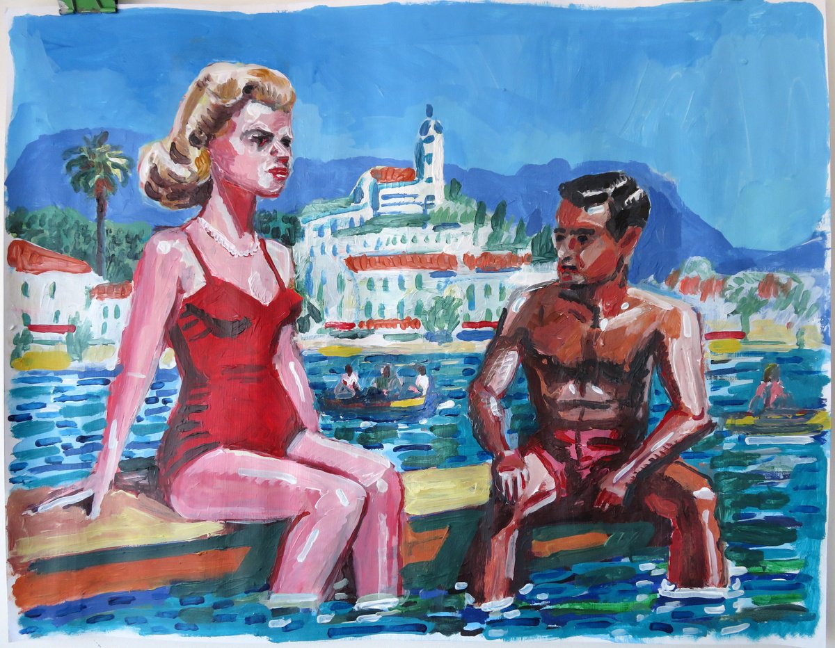  Cannes -Conversation With A Princess By Stephen Abela, 28 X 22, Artwork For Sale On Artfinder