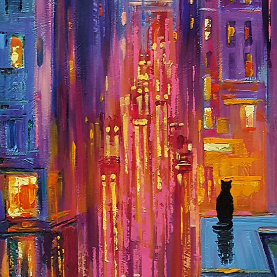 City Cat and Night Lights