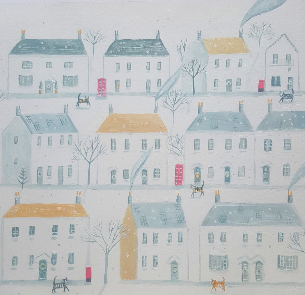 Cat town in winter by Mary Stubberfield