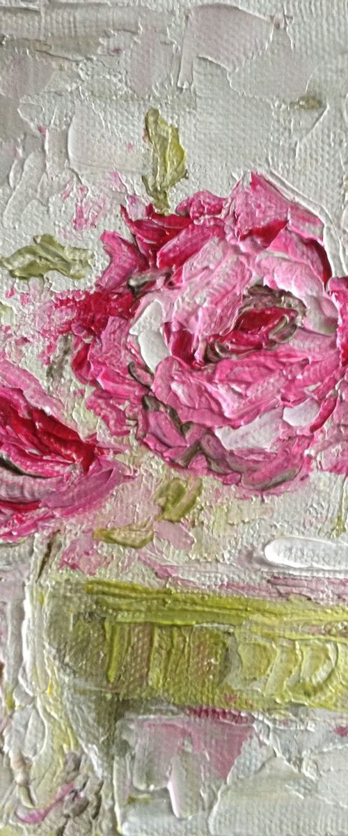Rose Reflections  Impressionist Flowers by Rebecca Pells