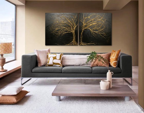 Back Gold Tree Diptych