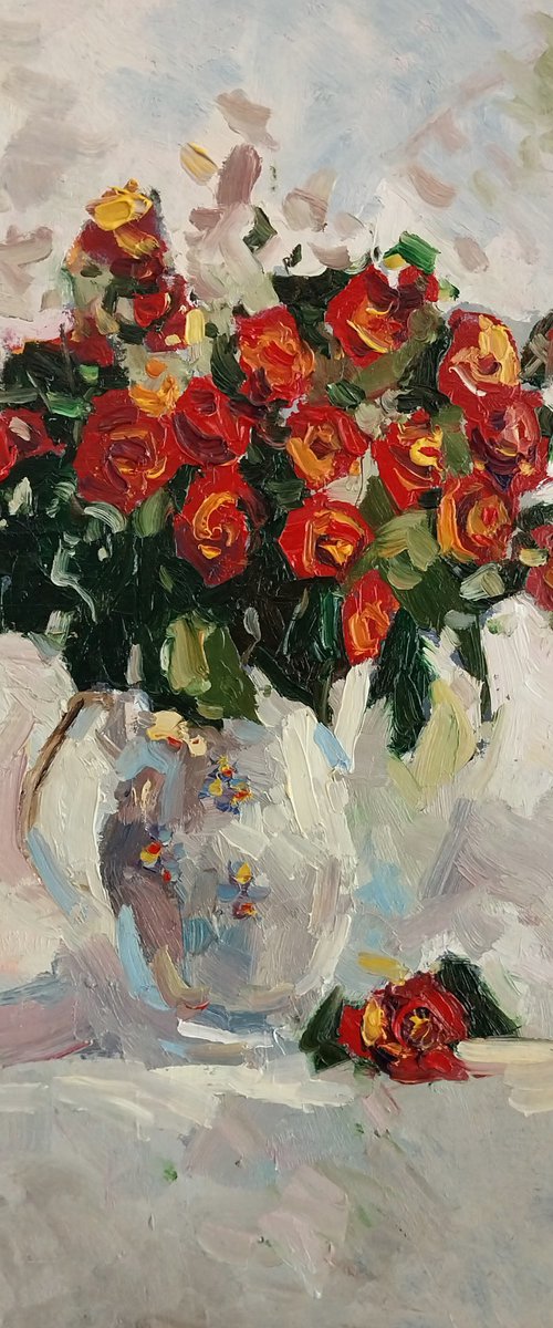 Roses in a vase by Vahan Shakhramanyan