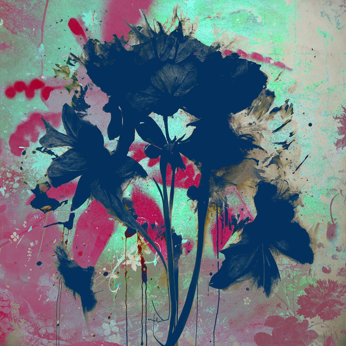 Botanical Painting By Teis Albers, 55 X 55", Double Act, 140X140, Original Artwork