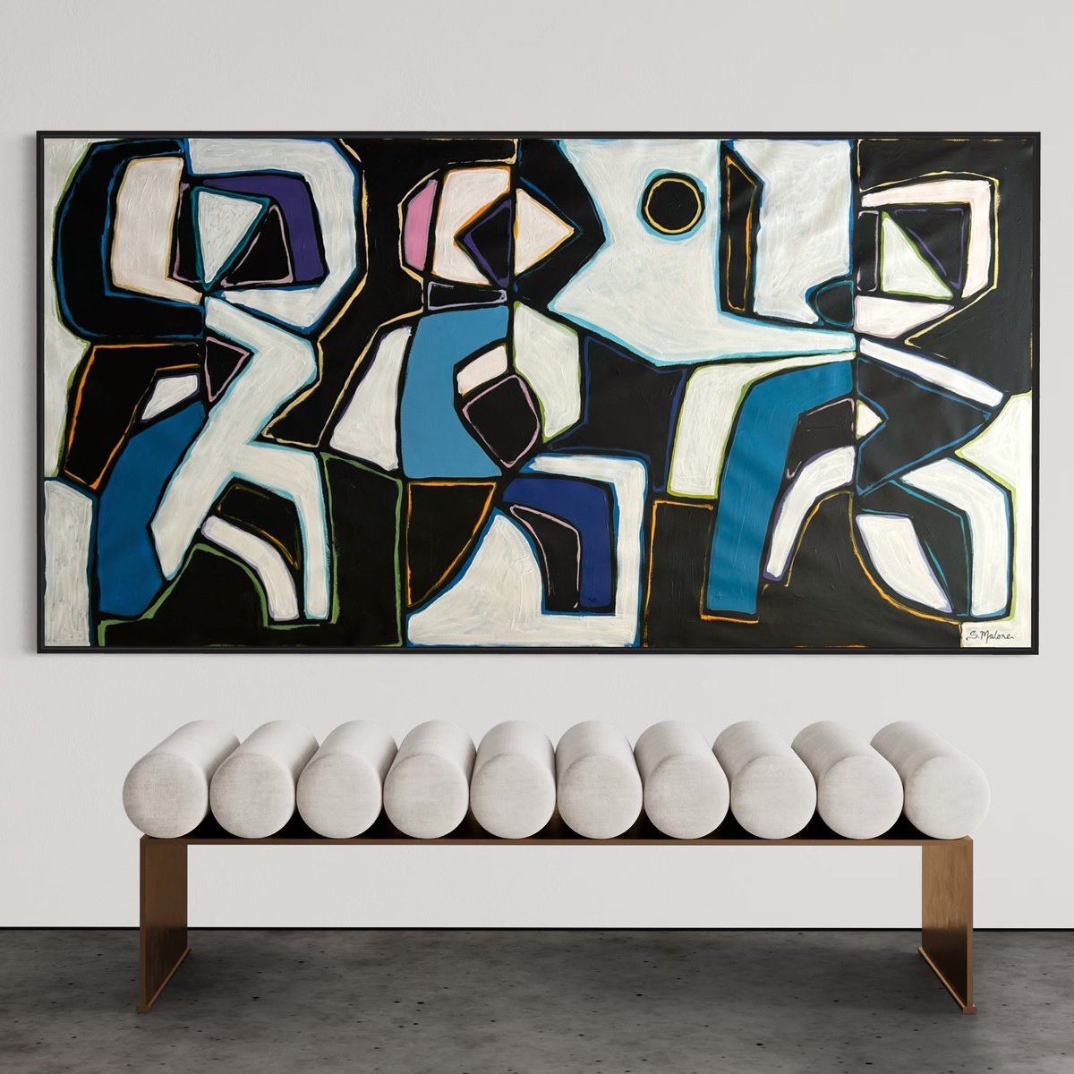 Abstract Acrylic Painting By Samantha Malone, 79 X 40", Under The Spell Of The Moon, Original Artwork