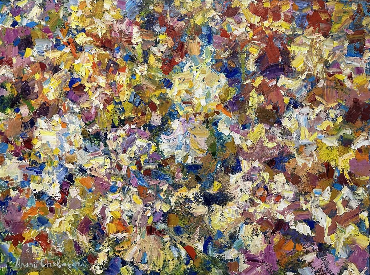 Impressionistic Botanical Oil Painting By Andrii Chebotaru, 47 X 35, Melody Of ?olor, Original Artwork