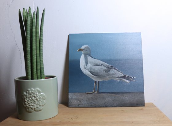 Lockdown Morning Chorus Series - By the Sea, Seagull Painting, Bird Art by Alex Jabore