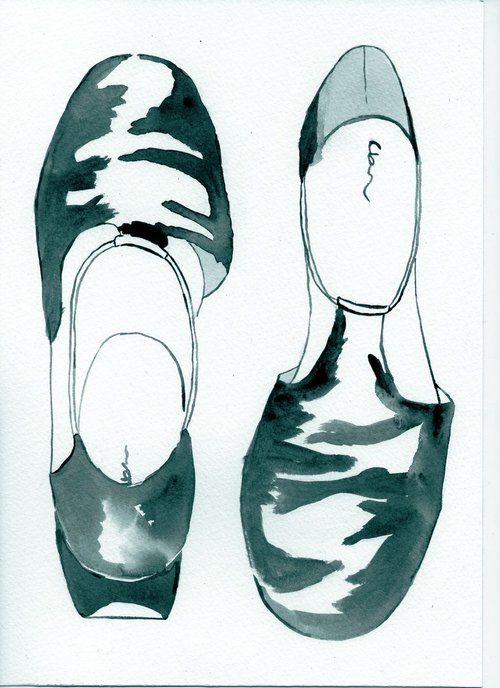 Shoe Sketch #1 - Expressive Gestural Still Life Portrait by Eleanore Ditchburn