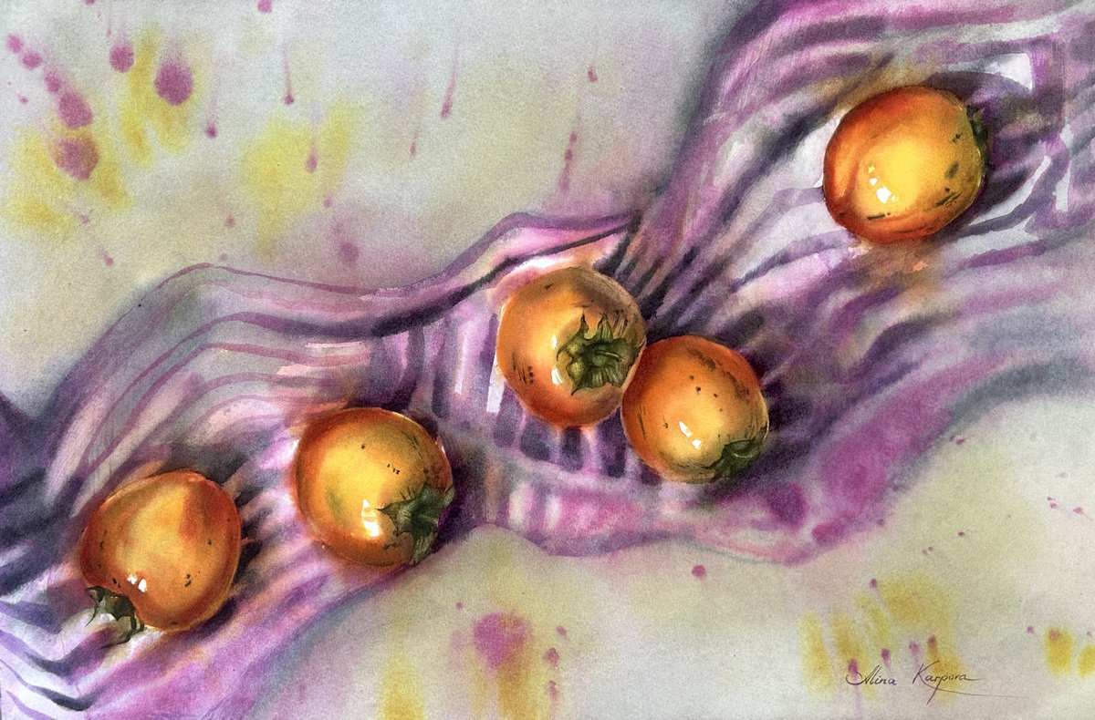 Persimmons still life by Alina Karpova