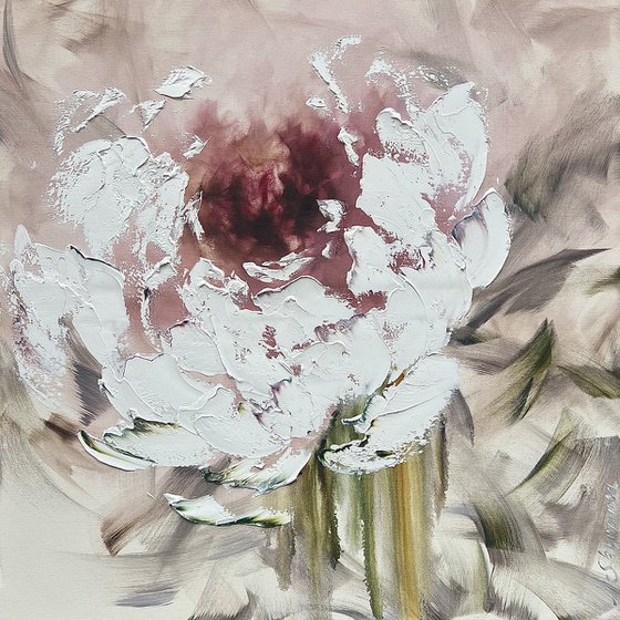 White Large Texture peony.