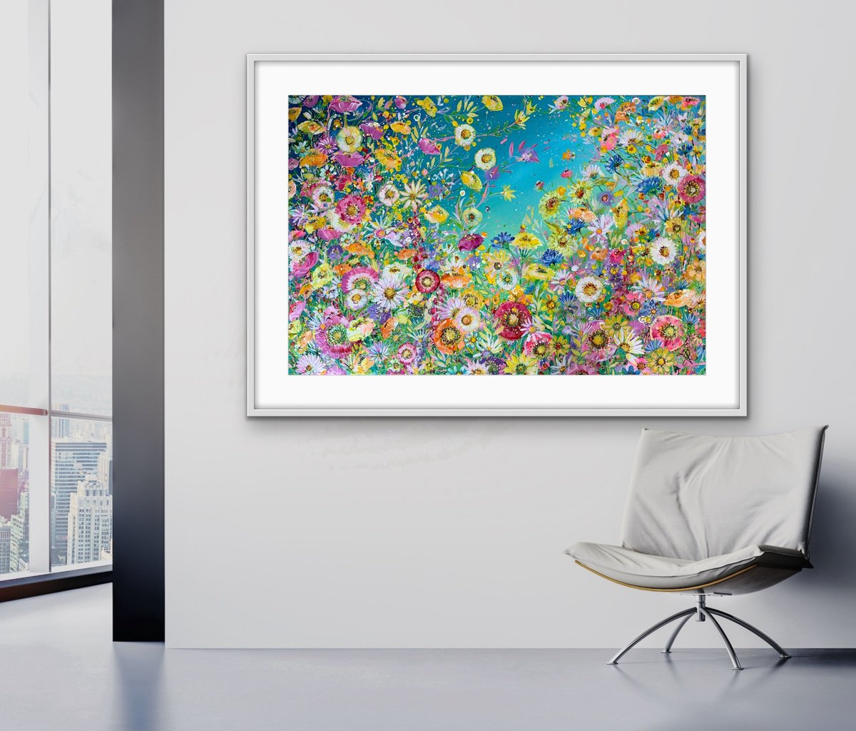Expressive Botanical Acrylic Painting By Jan Rogers, 36 X 24, Flower Power Ii Xl, Original Artwork