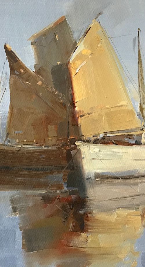 Sail Boats, Original oil painting, Handmade artwork, One of a kind by Vahe Yeremyan