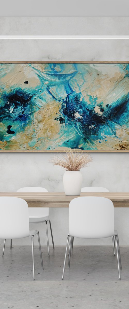 Oceans 240cm x 100cm Textured Abstract Art by Franko