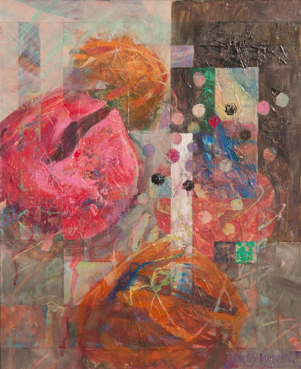 Abstract Painting By Gina Valenti-Lazarchik, 14 X 17, Stepping Stones, Original Artwork