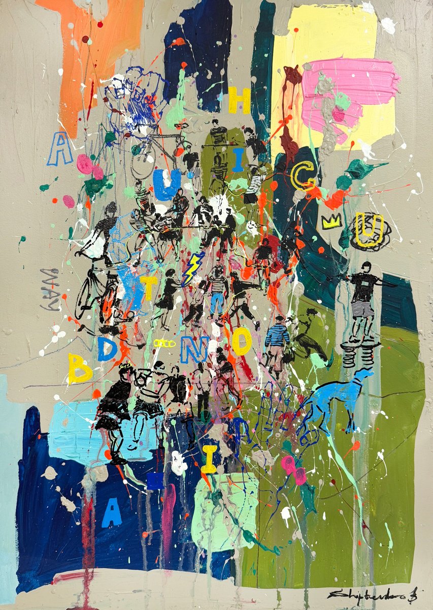 Abstract Portrait Acrylic Painting By Bogdan Shiptenko, 20 X 28, Human Resource, Original Artwork