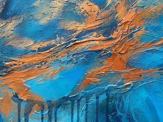 Blue Planet - XL LARGE,  TEXTURED ABSTRACT ART – EXPRESSIONS OF ENERGY AND LIGHT. READY TO HANG!