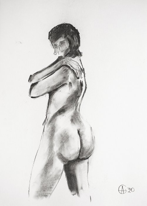 Nude in charcoal. 9. Black and white minimalistic female girl beauty body positive by Sasha Romm