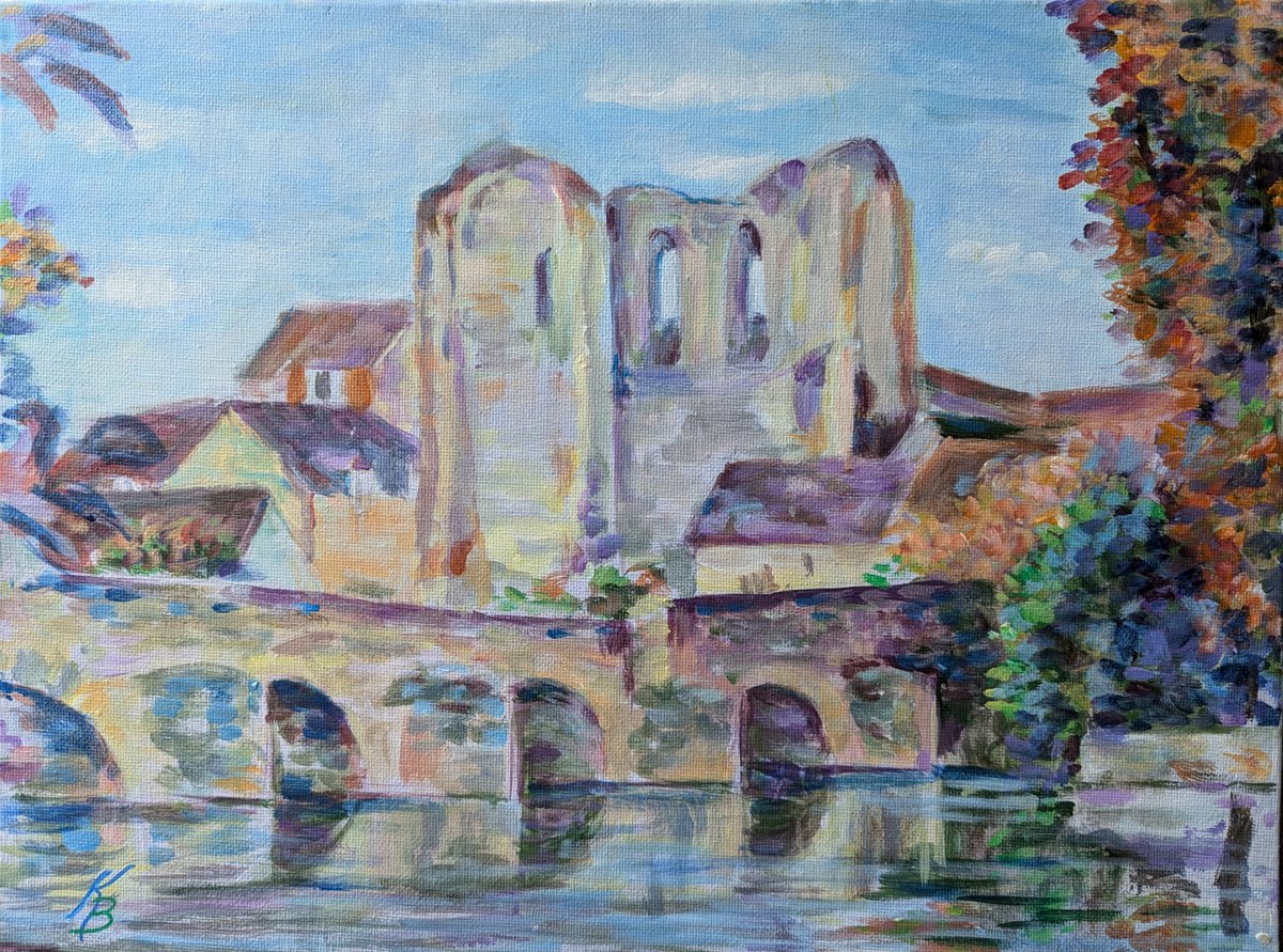 Impressionistic Landscape Oil Painting By Katia Boitsova, 16 X 12", Old Bridge, Original Artwork