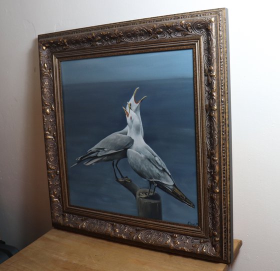 Lockdown Morning Chorus Series - The Voice of the Sea, Seagull Painting, Bird Art by Alex Jabore