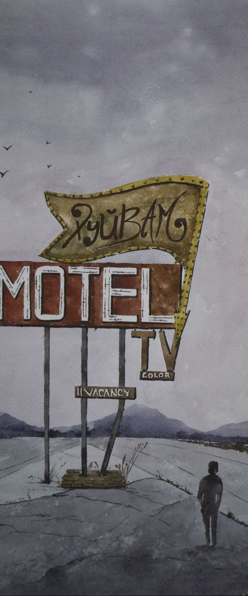 Motel. Road sign 42х60cm by Eugene Gorbachenko