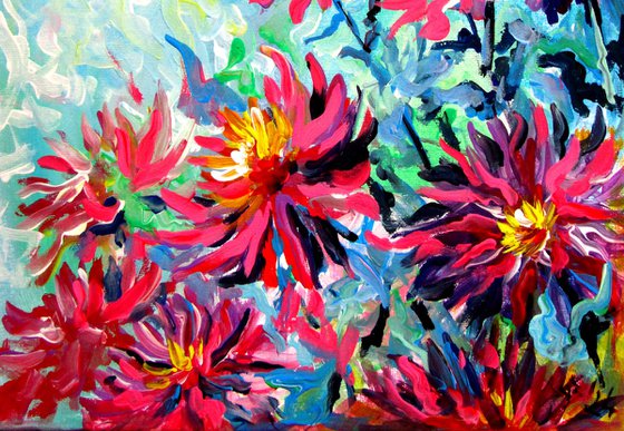 Dahlia flowers with butterfly