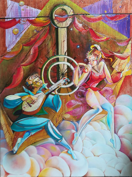 Anchored love 60x80cm, oil painting, modern art, ready to hang, music painting