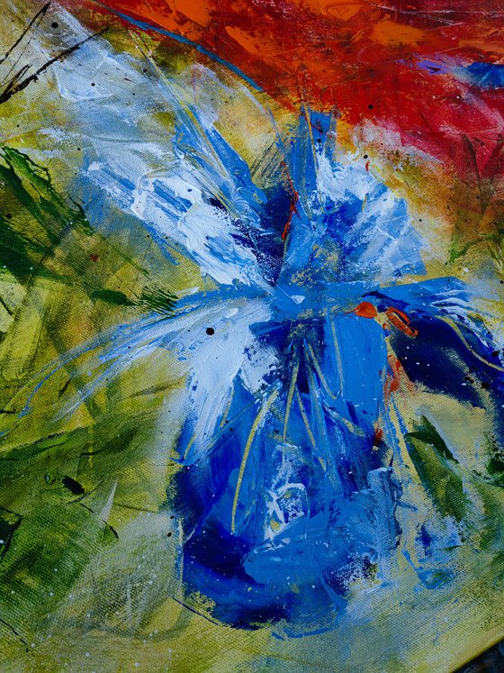 "In my Garden" from "Colours of Summer" collection, abstract flower painting