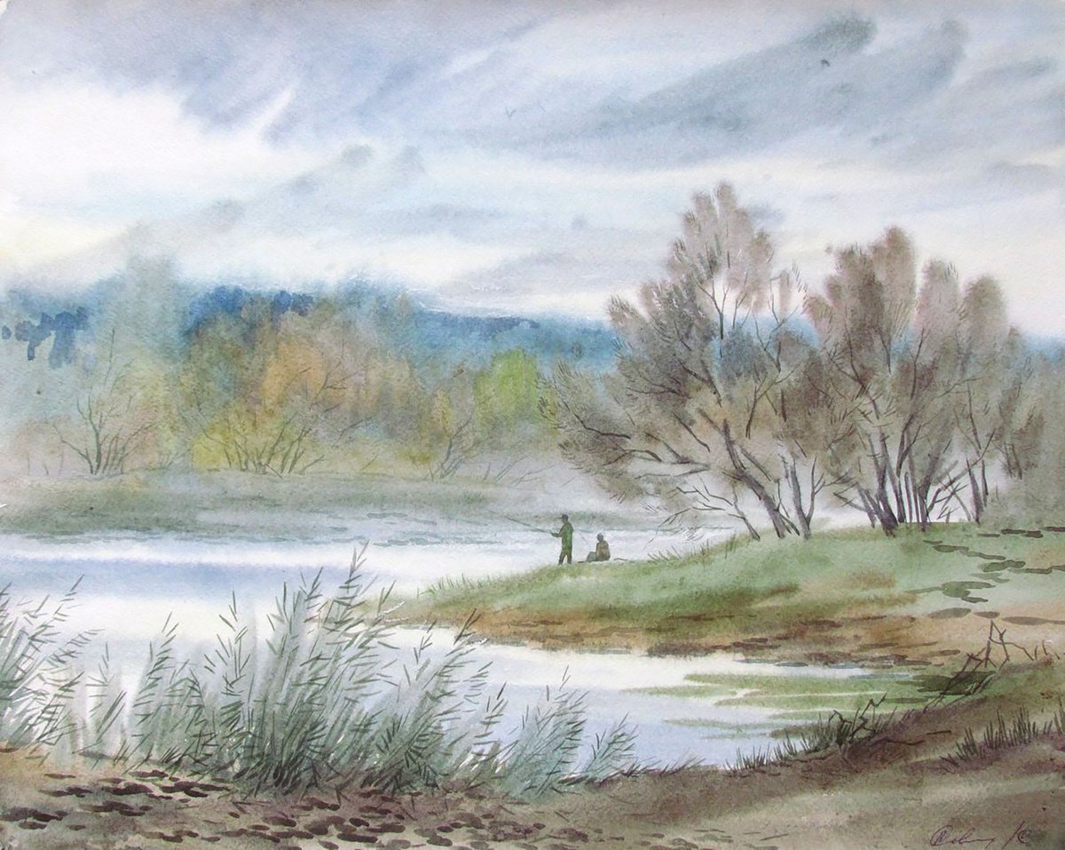 Impressionistic Landscape Watercolour By Valeriy Savenets-1, 20 X 16", It