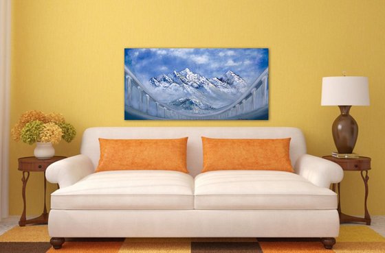 Himalayas - original mountains landscape oil art painting
