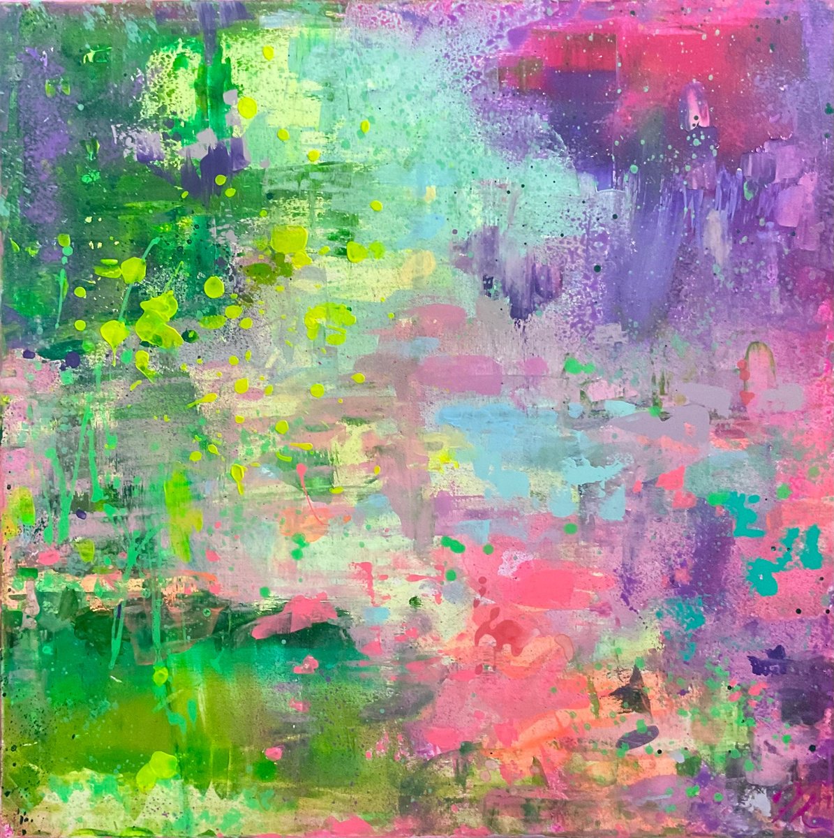 Organic Abstract Acrylic Painting By Vera Klimova, 31 X 31", Improvisation 4, Original Artwork