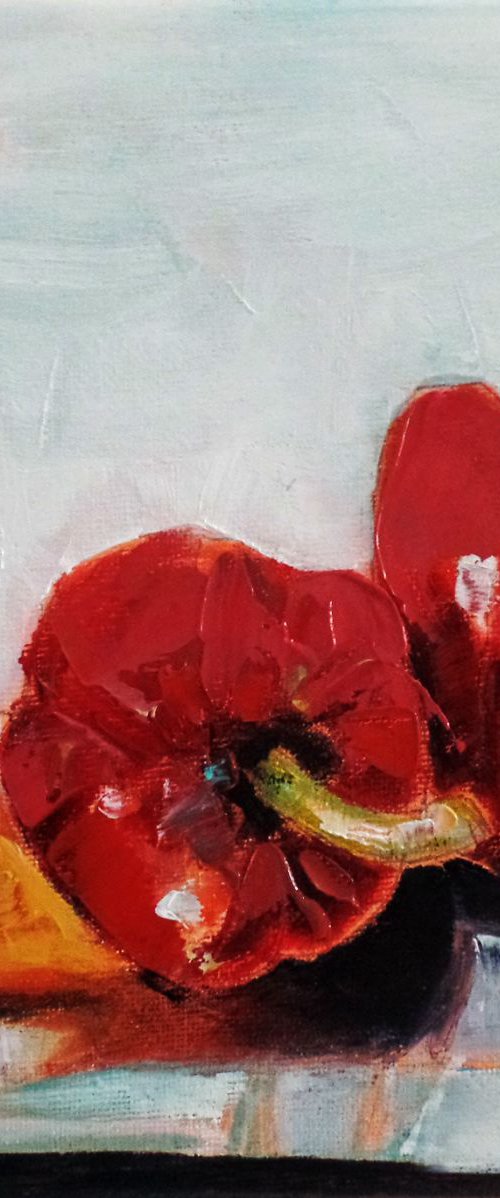 Peppers : Red : Three by Irene Wilkes