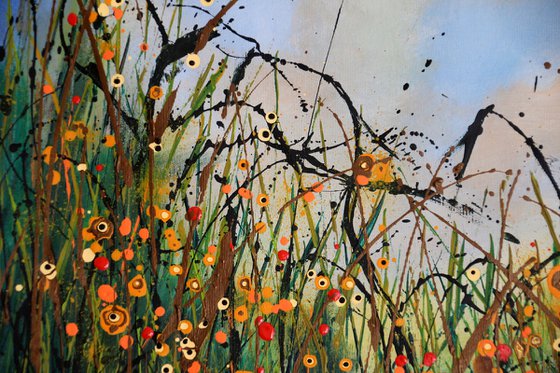 "Early Spring"#2 - Large original abstract floral landscape