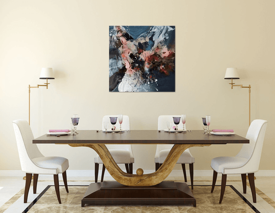 Bold heavy mixed on wooden panel fantastic large painting Kloska Hiding the blue