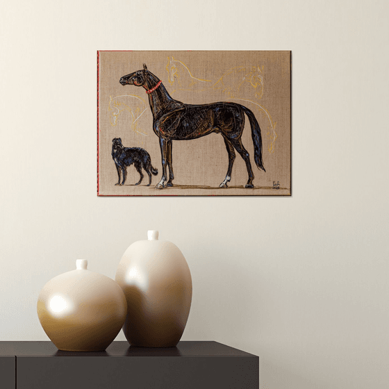 Akhal-Teke with borzoi