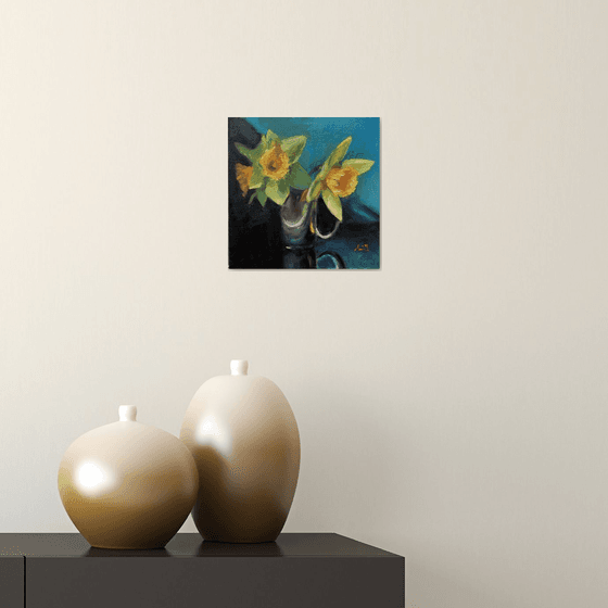 Original Oil Still Life Daffodils.