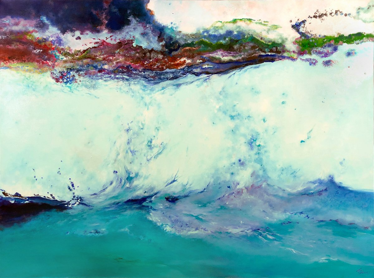 Organic Abstract Oil Painting By Theophile Delaine, 55 X 41", Contemplation Opus Viii, Original Artwork