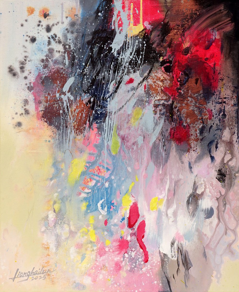 Abstract Acrylic Painting By Liang Hailun, 20 X 24", N°258, Original Artwork