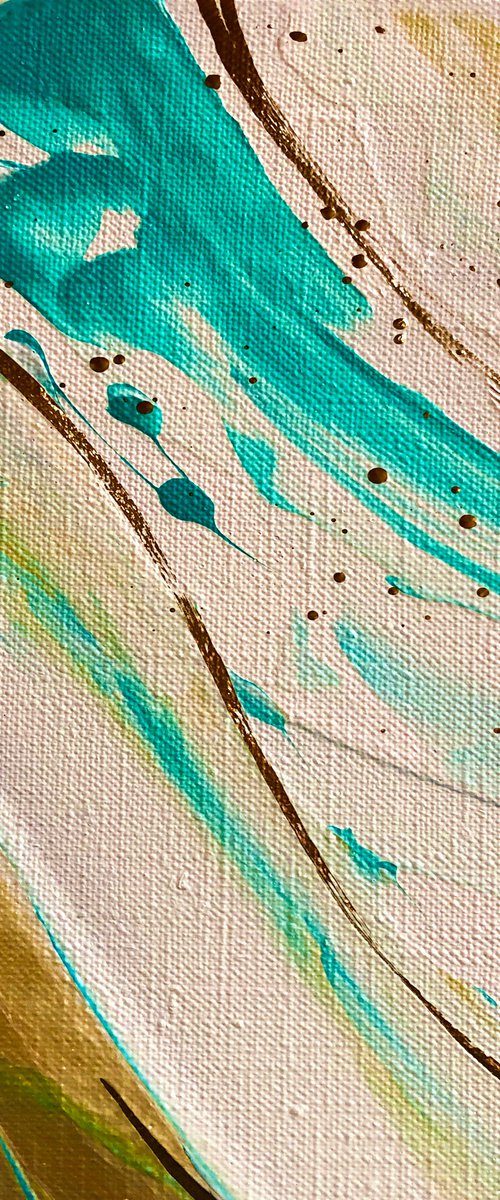 LIFE INSIDE THE WAVE - Marine abstraction. Modern abstraction. Waves. Lines. Fascinating. Spiritual. Greenish blue. by Marina Skromova