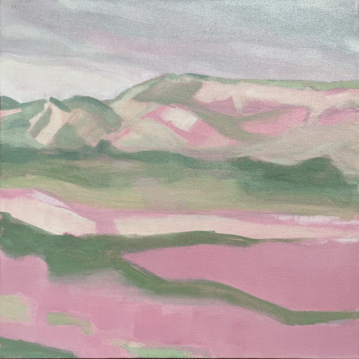 Abstract Landscape Oil Painting By Lizzie Butler, 16 X 16", Dune, Original Artwork