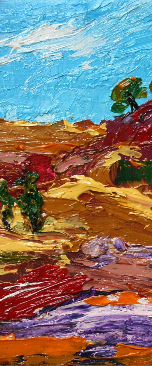 Abstract Landscape.  4x4" / FROM MY A SERIES OF MINI WORKS LANDSCAPE / ORIGINAL OIL PAINTING by Salana Art Gallery