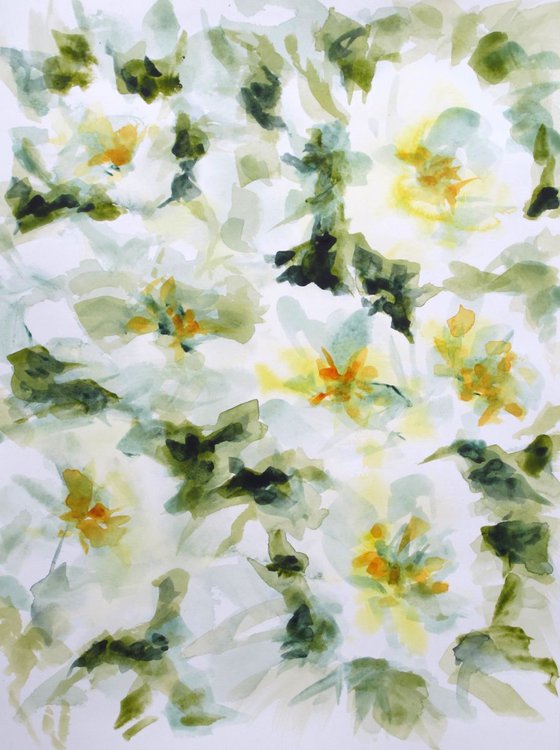 White flowers - watercolor painting