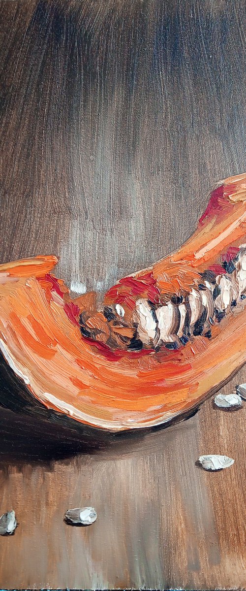 The slice of pumpkin. still life by Dmitry Fedorov