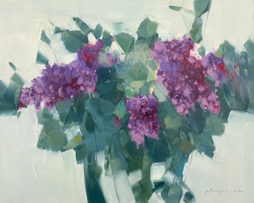 Lilacs, Original oil painting, Handmade artwork, One of a kind by Vahe Yeremyan