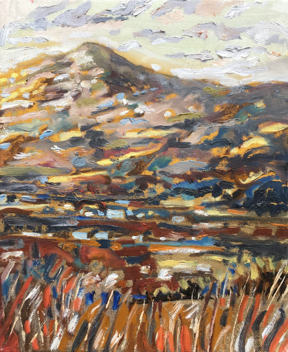 Impressionistic Landscape Oil Painting By Guy Pickford, 10 X 12, Outpost At Dusk, Original Artwork