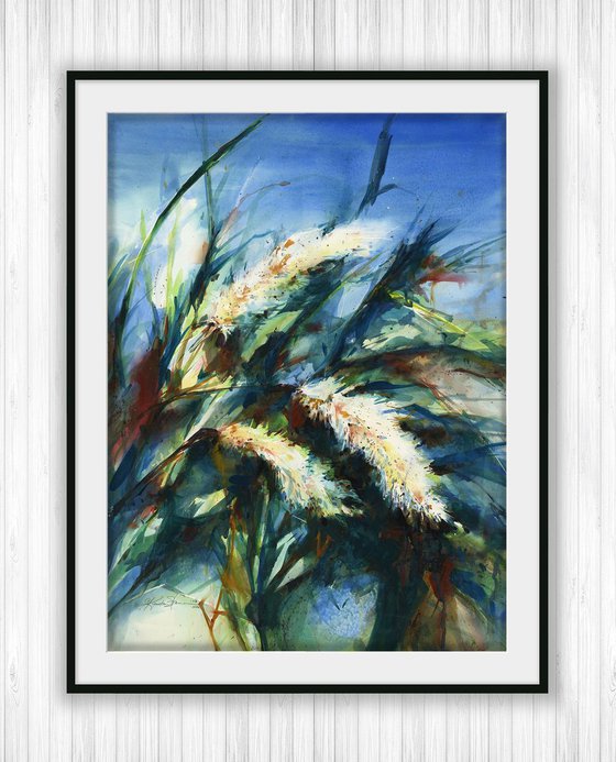 Pampas Grass - Abstract Floral Painting  by Kathy Morton Stanion