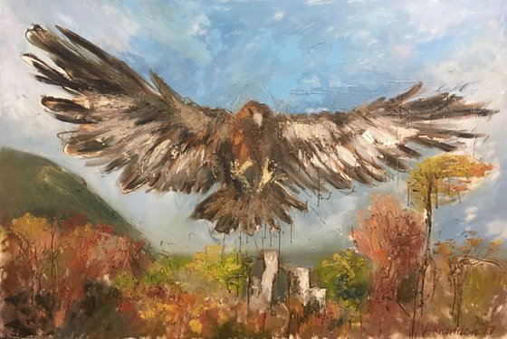 Eagle painting  120x80cm. Sale!! Large Wall Decor