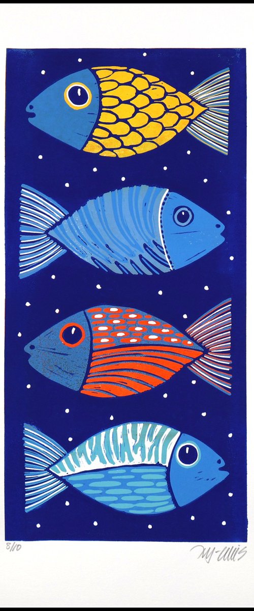 Happy fish no 8 by Mariann Johansen-Ellis