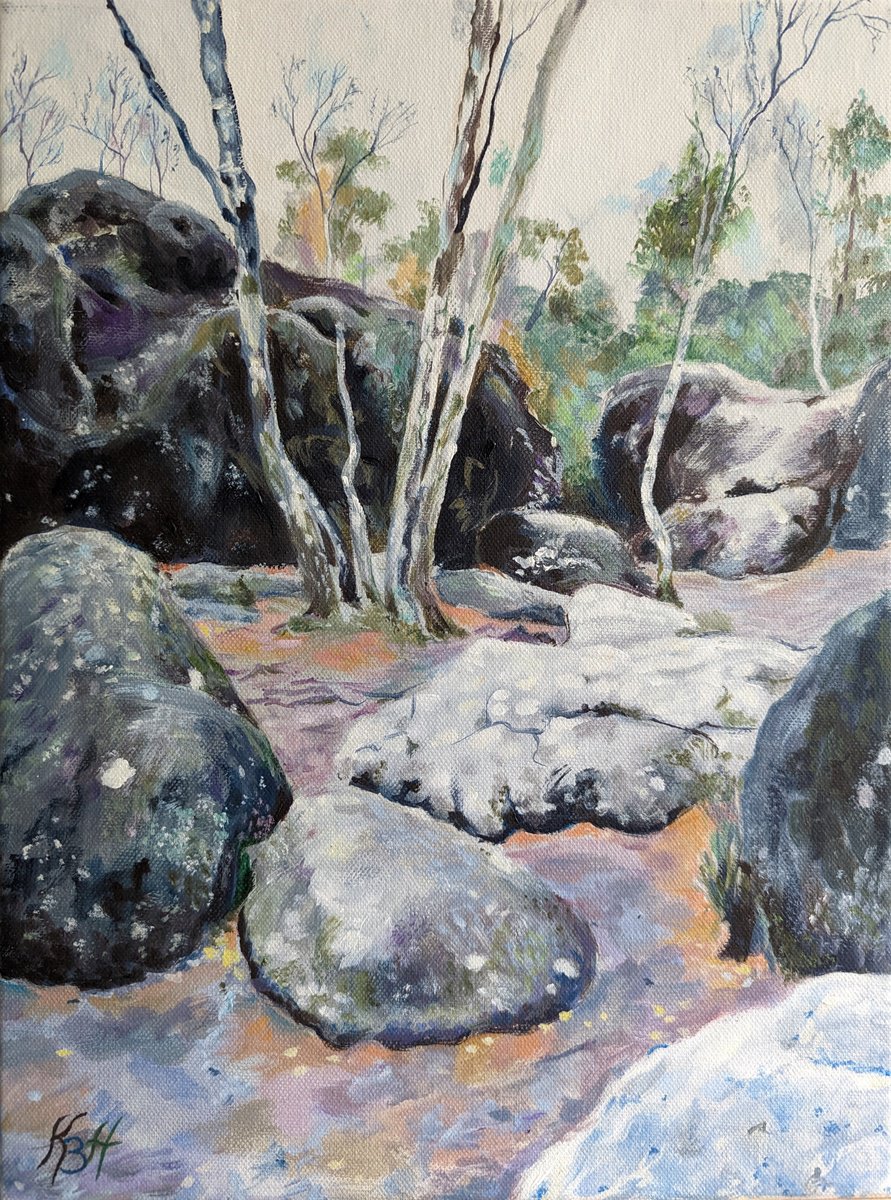 Impressionistic Landscape Oil Painting By Katia Boitsova, 12 X 16", Enchanted Forest, Original Artwork