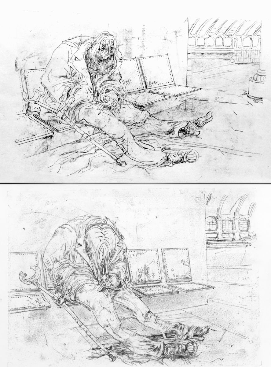 Illustrative Portrait Drawing By John Sharp, 23 X 33, Waking Up At Waterloo, Original Artwork