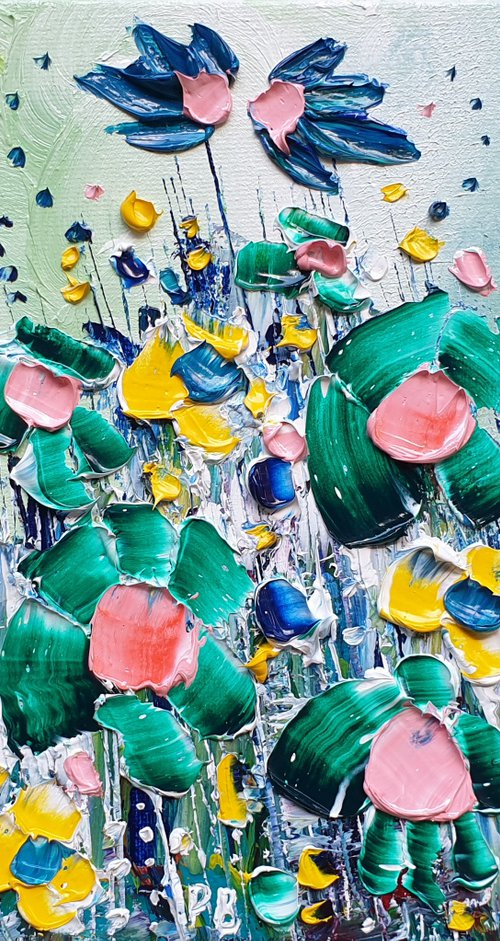 "Emerald Meadow Flowers in Love" by Phil Broad